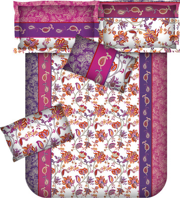 Bianca Cotton Abstract Double Bedsheet 1 Bedsheet, 2 Pillow Covers, Multicolor