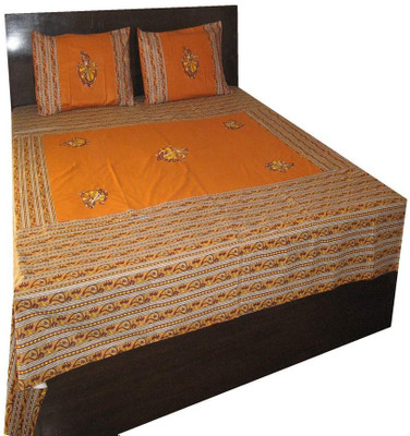 4% OFF on Charu Exports Cotton Embroidered Double Bedsheet