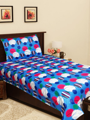 53% OFF on Homefab India Cotton Polka Single Bedsheet 1 Bedsheet, 1 Pillow Cover, Multicolor