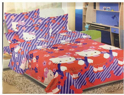 57% OFF on Thefancymart Polycotton Printed Double Bedsheet 1 Double Bed Sheet With 2 Pillow Cover, Red & Blue