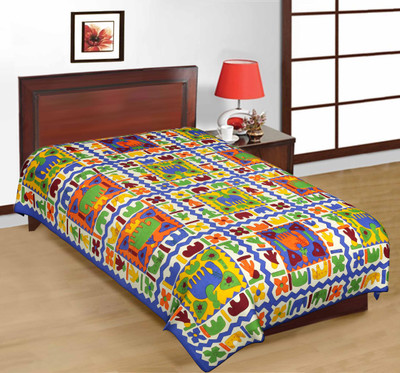 57% OFF on Kismat Collection Cotton Printed Single Bedsheet 1 Bedsheet, Blue