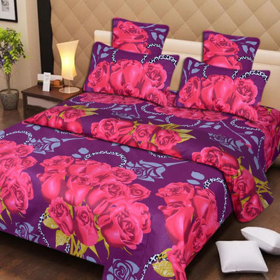 65% OFF on Home Elite Cotton Printed Queen Bedsheet 1 Bedsheet, 2 Pillow Covers, Multicolor