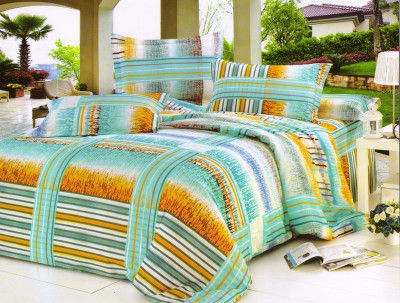 55% OFF on Solitaire Cotton Checkered, Striped Double Bedsheet