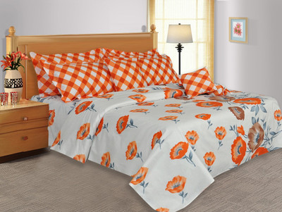 26% OFF on Salona Bichona Cotton Floral King Bedsheet 1 King Size Bedsheet, 2 Pillow Covers, White