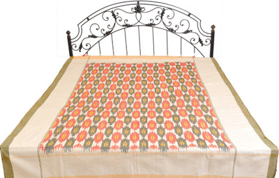 15% OFF on Exotic India Cotton Ikat Single Bedsheet 1 Bedsheet, Red