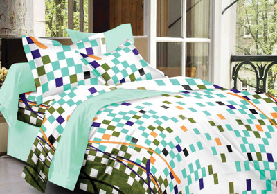 53% OFF on DreamFly Cotton Checkered Double Bedsheet
