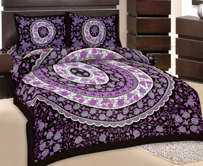 50% OFF on GRJ India Cotton Printed Double Bedsheet 1 Bedsheet, 2 Pillow Cover, Multicolor