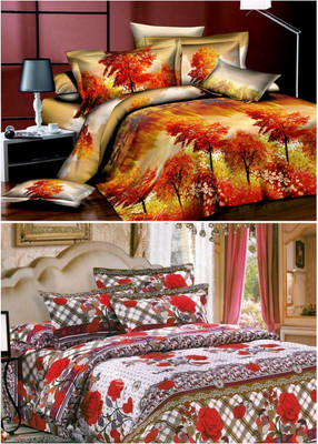 53% OFF on Fabhomes Polycotton Floral Double Bedsheet