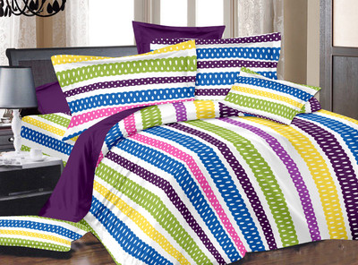 66% OFF on Urban Style Cotton Abstract Double Bedsheet 1 Bedsheet, 2 Pillow covers, Purple