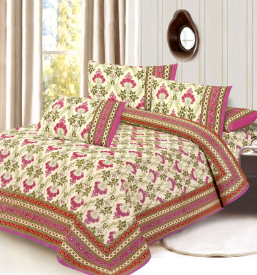 29% OFF on Aapno Rajasthan Cotton Floral Double Bedsheet