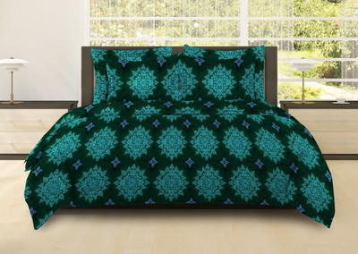 4% OFF on Bombay Dyeing Polycotton Printed Single Bedsheet 2 Pillow covers, 1 Bedsheet, Blue