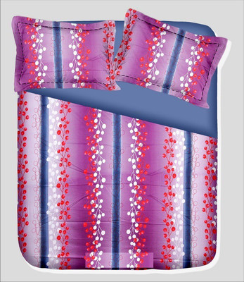 14% OFF on RR Textile House Cotton, Satin Printed Double Bedsheet 1Bedsheet, 2PillowCover, Purple