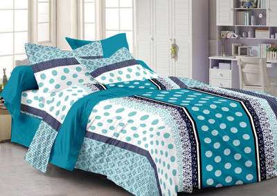 Ahmedabad Cotton Cotton Printed Single Bedsheet 1 Single Bedsheet & 1 Pillow Cover, Blue Ahmedabad Cotton Cotton Printed Single Bedsheet 1 Single Bedsheet & 1 Pillow Cover, Blue