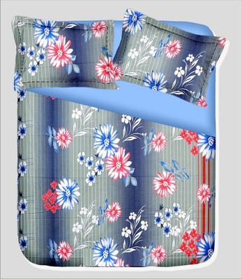 14% OFF on RR Textile House Cotton, Satin Printed Double Bedsheet 1 Bedsheet, 2 PillowCover, Blue