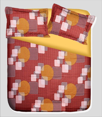 14% OFF on RR Textile House Cotton, Satin Printed Double Bedsheet 1Bedsheet, 2PillowCover, Orange