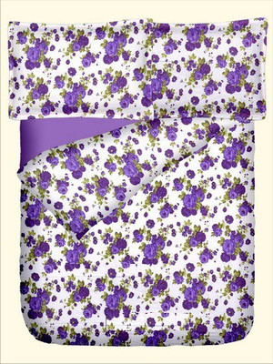 47% OFF on RR Textile House Cotton, Satin Printed King Bedsheet 1Bedsheet, 2PillowCover, Purple