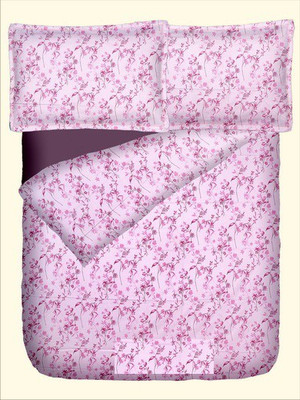 47% OFF on RR Textile House Cotton, Satin Printed King Bedsheet 1Bedsheet, 2PillowCover, Pink