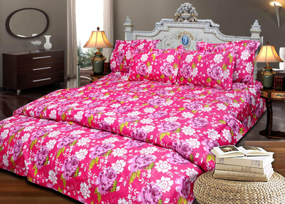37% OFF on JBG Home Store Cotton Floral King Bedsheet 1 Bedsheet, 2 Pillow Covers, Pink