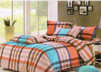 55% OFF on Solitaire Cotton Checkered, Striped Double Bedsheet