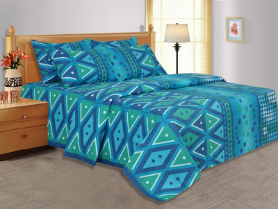 28% OFF on Salona Bichona Cotton Checkered Single Bedsheet 1 Single Bedsheet, 1 Pillow cover, Blue