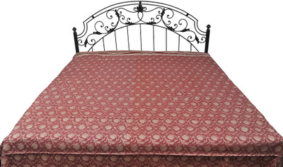 15% OFF on Exotic India Cotton Floral Double Bedsheet Bedsheet, Dustyrose