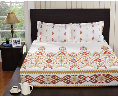 50% OFF on @HOME Cotton Ikat Double Bedsheet Red