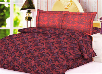 JCT HOMES Cotton Floral Double Bedsheet 1 Bed Sheet, 2 Pillow Covers, Multicolor