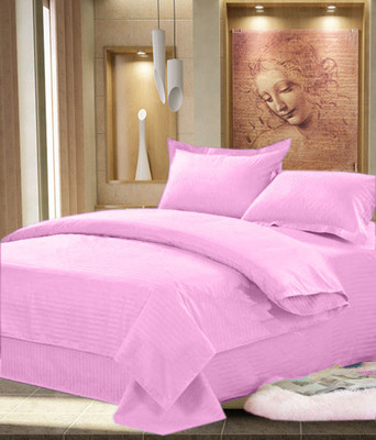 50% OFF on JBG Home Store Cotton Solid Double Bedsheet Bedsheet, 2 Pillow Covers, Pink