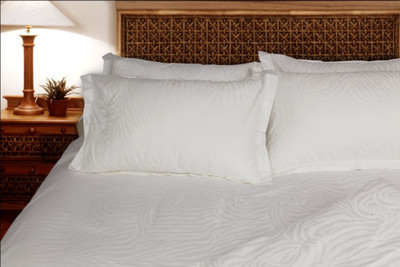 Just Linen Cotton Damask Single Bedsheet 1 Single Flat Bedsheet, 1 Regular Size Pillow Cover, White