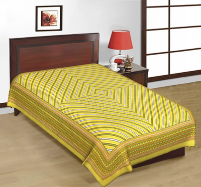 65% OFF on Kismat Collection Cotton Printed Single Bedsheet 1 Bedsheet, Yellow