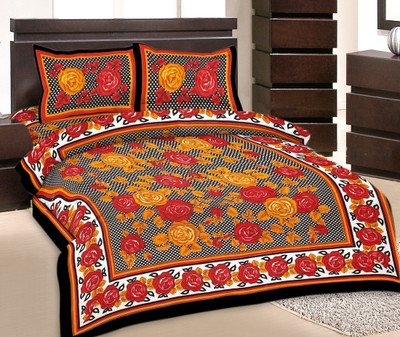 50% OFF on Rangasthali Cotton Printed Double Bedsheet 1 Bedsheets X 2 Pillow cover, Multicolor