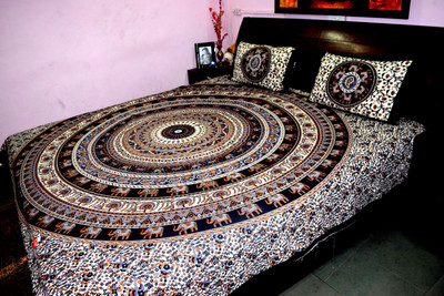 39% OFF on Rajasthani Decor Cotton Printed Queen Bedsheet