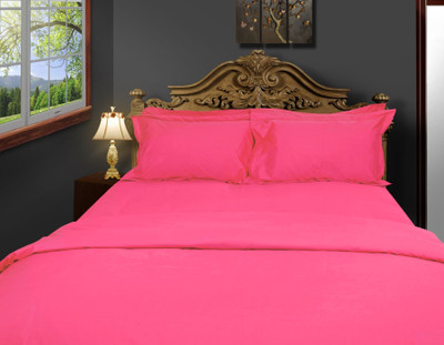 Just Linen Cotton Solid Single Bedsheet 2 Single Flat Sheets, 2 Regular Size Pillow Covers, Pink