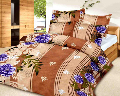 68% OFF on Easy Clean Cotton Abstract Double Bedsheet 1 Bedsheet, 2 Pillow Covers, Multicolor