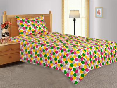 27% OFF on Salona Bichona Polycotton Floral Single Bedsheet 1 Single Bedsheet, 1 Pillow Cover, Yellow