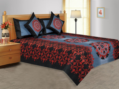 21% OFF on Salona Bichona Cotton Striped Double Bedsheet 1 Bedsheet, 2 Pillow Covers, Grey