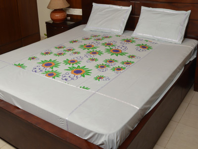 2% OFF on Rossworld Cotton Self Design Double Bedsheet