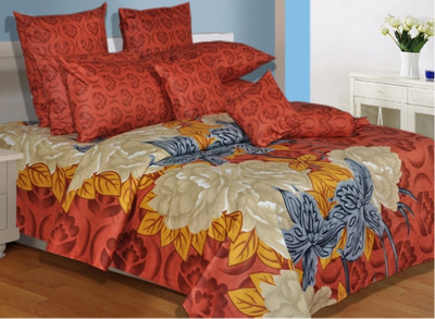 Salona Bichona Cotton Floral Double Bedsheet 2 Pillow Covers, 1 Bedsheet, Multicolor
