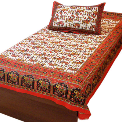 27% OFF on Jaipur Raga Cotton Floral Single Bedsheet