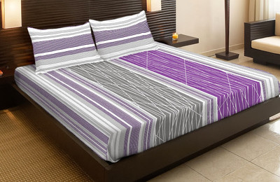 MYCK Cotton Striped Queen Bedsheet