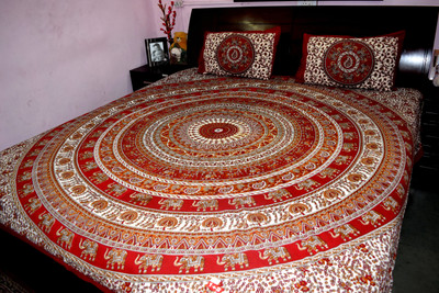 39% OFF on Rajasthani Decor Cotton Printed Queen Bedsheet