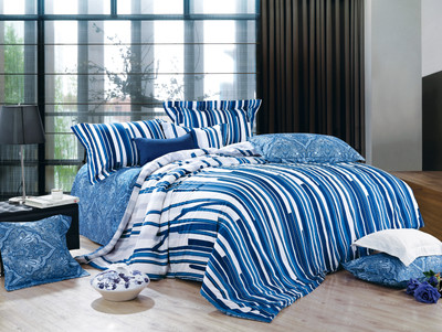 Bianca Cotton Abstract King Bedsheet 1 Bedsheet, 2 Pillow Covers, Blue, White