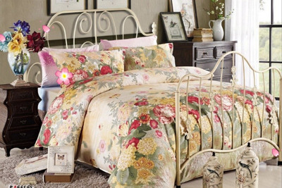 53% OFF on Silver Thread Cotton Floral King Bedsheet