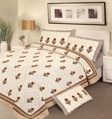 30% OFF on Aapno Rajasthan Cotton Printed Double Bedsheet 1 Bedsheet, 2 Pillow Cover, Multicolor