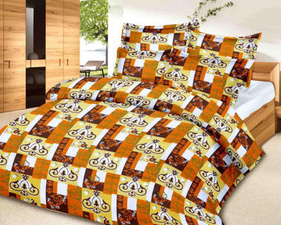 46% OFF on Floorfashion Cotton Abstract Double Bedsheet 1 Bedsheet, 2pillow Covers, Multicolor