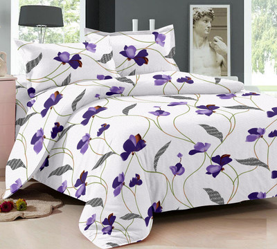 70% OFF on Ahmedabad Cotton Cotton Floral Double Bedsheet 1 double bedsheet, 2 pillow covers, White, Purple 70% OFF on Ahmedabad Cotton Cotton Floral Double Bedsheet 1 double bedsheet, 2 pillow covers, White, Purple