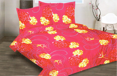 56% OFF on Komfort Linen Cotton Floral Double Bedsheet