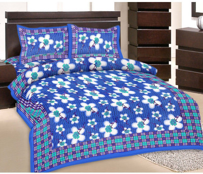 50% OFF on GRJ India Cotton Printed Double Bedsheet 1 Bedsheet, 2 Pillow Cover, Multicolor