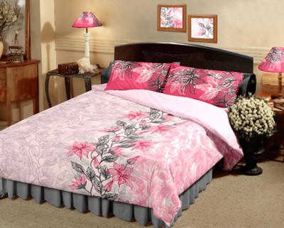 20% OFF on Raymond Cotton Printed Double Bedsheet 1 Bedsheet, 2 Pillow Cover, Pink