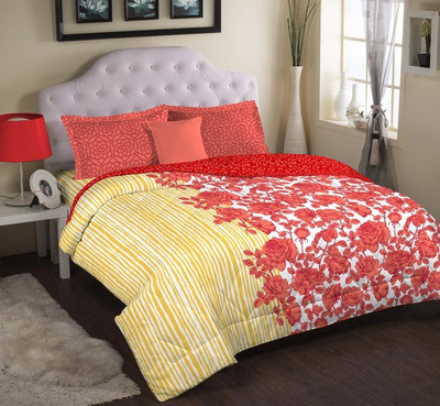 Portico New York Cotton Printed Single Bedsheet 1 Bed Sheet, 1 Pillow Covers, Multi Colour